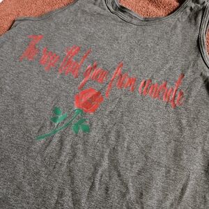 Gray Tank Top with Red Rose Graphic